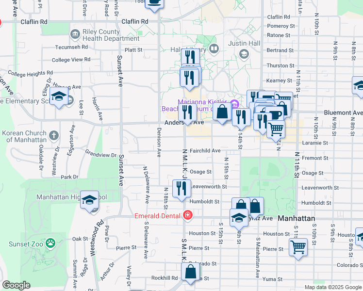 map of restaurants, bars, coffee shops, grocery stores, and more near 509 North 17th Street in Manhattan