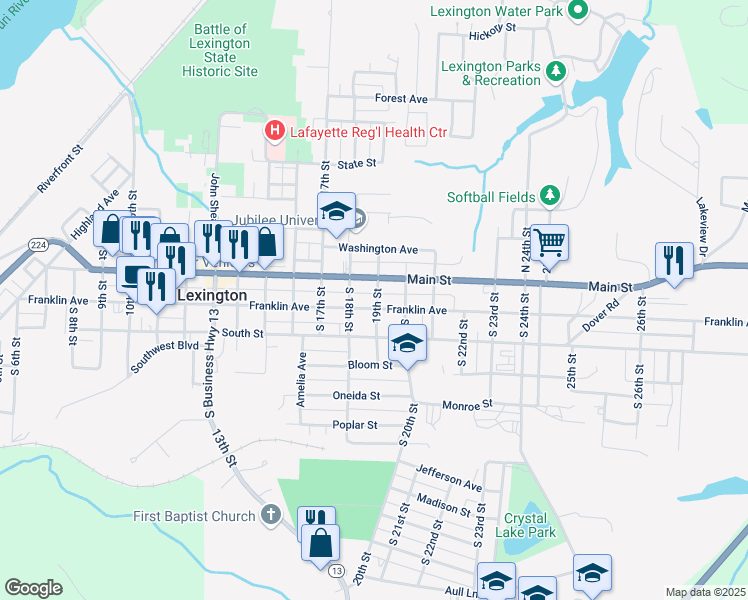 map of restaurants, bars, coffee shops, grocery stores, and more near 1824 Franklin Avenue in Lexington