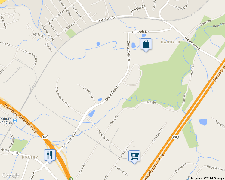 map of restaurants, bars, coffee shops, grocery stores, and more near 7361 Coca Cola Drive in Howard