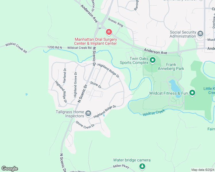 map of restaurants, bars, coffee shops, grocery stores, and more near 501 Stonemont Drive in Manhattan