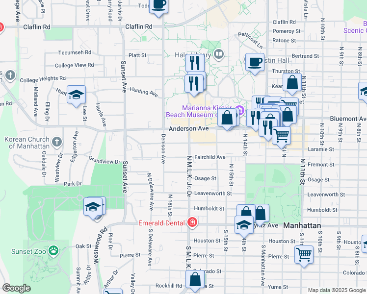 map of restaurants, bars, coffee shops, grocery stores, and more near 509 North 17th Street in Manhattan
