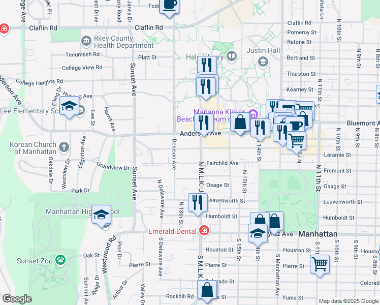 map of restaurants, bars, coffee shops, grocery stores, and more near 509 North 17th Street in Manhattan