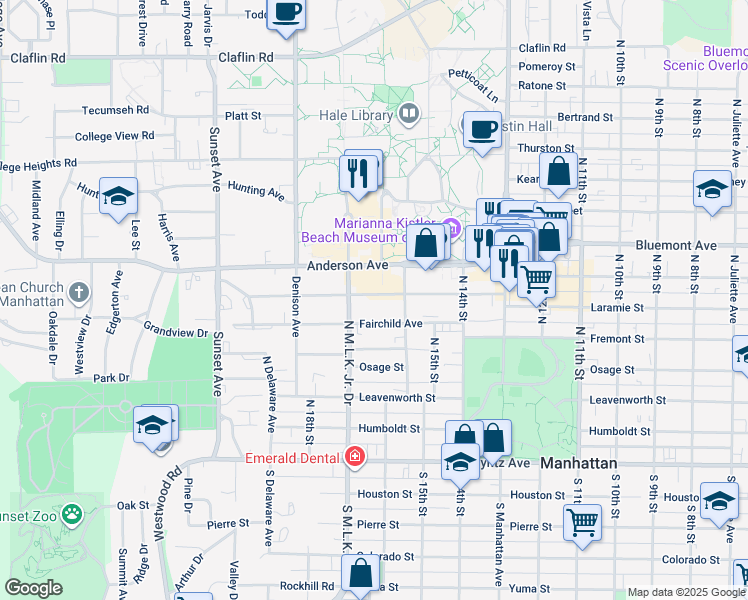 map of restaurants, bars, coffee shops, grocery stores, and more near 1628 Fairchild Avenue in Manhattan