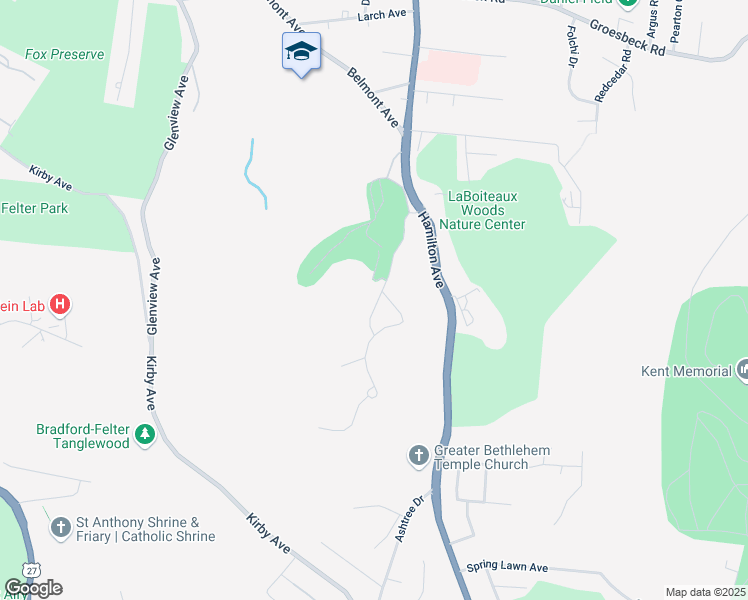 map of restaurants, bars, coffee shops, grocery stores, and more near 5103 South Ridge Drive in Cincinnati