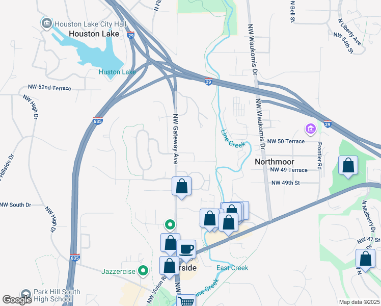 map of restaurants, bars, coffee shops, grocery stores, and more near 5011 Northwest Gateway Avenue in Riverside