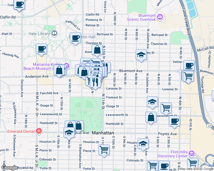 map of restaurants, bars, coffee shops, grocery stores, and more near 512 North 11th Street in Manhattan