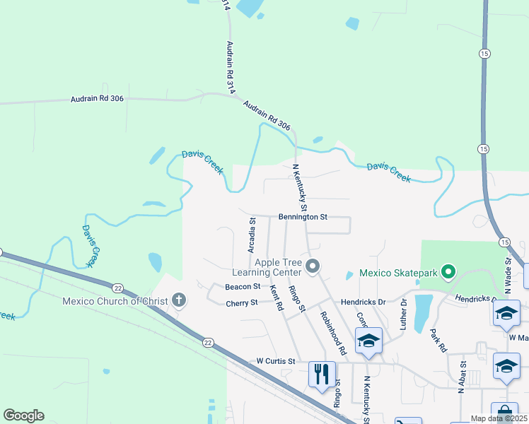 map of restaurants, bars, coffee shops, grocery stores, and more near 1521 Kent Road in Mexico