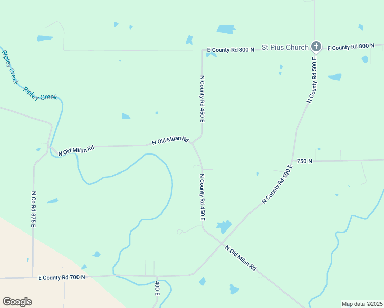 map of restaurants, bars, coffee shops, grocery stores, and more near 7243 North Old Milan Road in Sunman