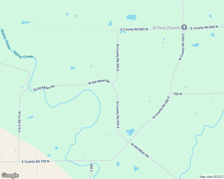 map of restaurants, bars, coffee shops, grocery stores, and more near 7243 North Old Milan Road in Sunman