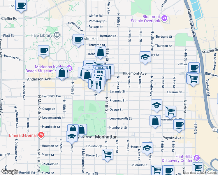 map of restaurants, bars, coffee shops, grocery stores, and more near 512 North 11th Street in Manhattan