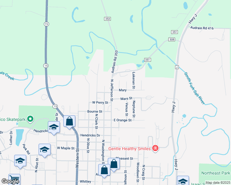 map of restaurants, bars, coffee shops, grocery stores, and more near 1513 N Jefferson St in Mexico
