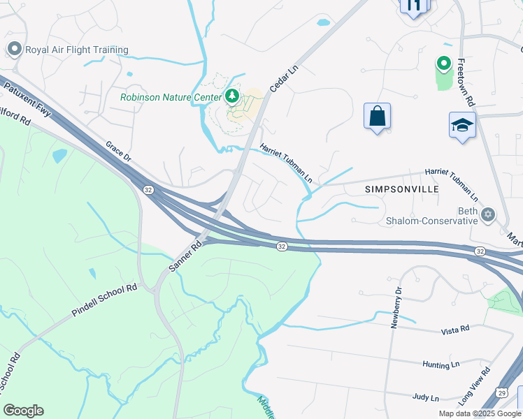 map of restaurants, bars, coffee shops, grocery stores, and more near 7802 River Rock Way in Columbia