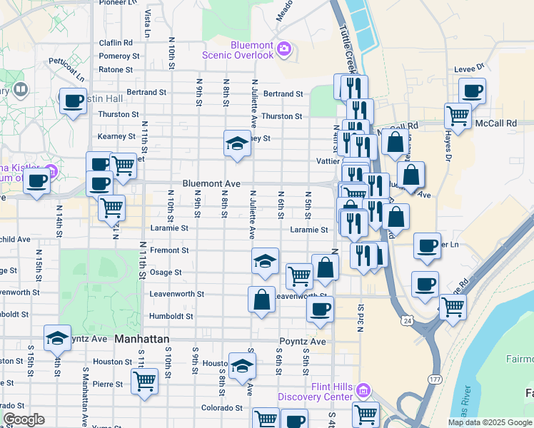 map of restaurants, bars, coffee shops, grocery stores, and more near 608 Moro Street in Manhattan