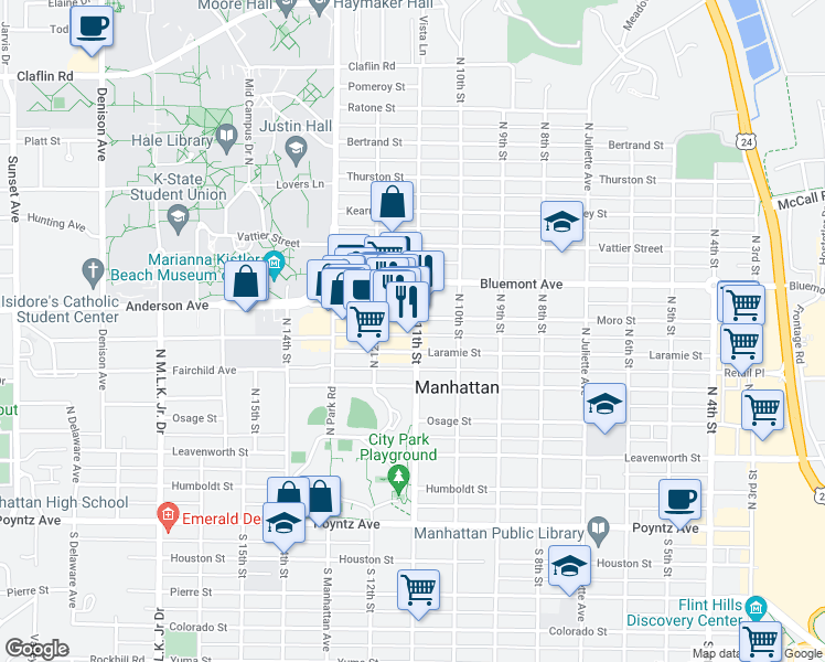 map of restaurants, bars, coffee shops, grocery stores, and more near 615 North 11th Street in Manhattan