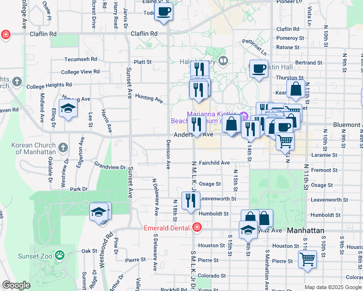 map of restaurants, bars, coffee shops, grocery stores, and more near 1735 Anderson Avenue in Manhattan