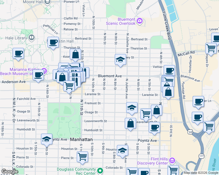 map of restaurants, bars, coffee shops, grocery stores, and more near 800 Moro Street in Manhattan