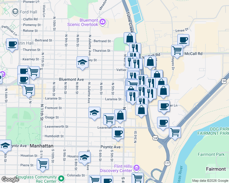 map of restaurants, bars, coffee shops, grocery stores, and more near 416 Moro Street in Manhattan