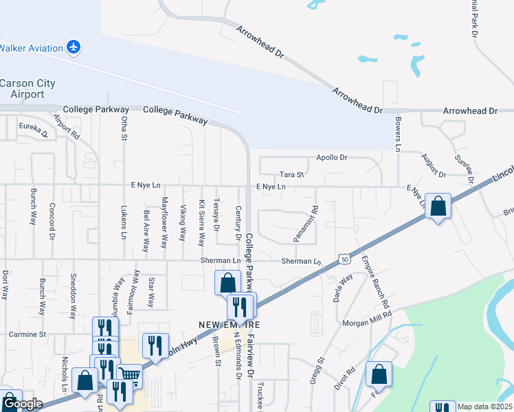 map of restaurants, bars, coffee shops, grocery stores, and more near 4000 Furnace Creek Road in Carson City