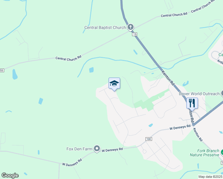 map of restaurants, bars, coffee shops, grocery stores, and more near 141 Tall Tree Lane in Dover