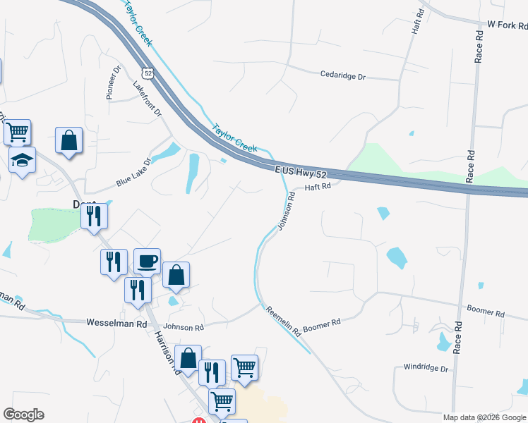 map of restaurants, bars, coffee shops, grocery stores, and more near 5220 Valley Ridge Road in Cincinnati