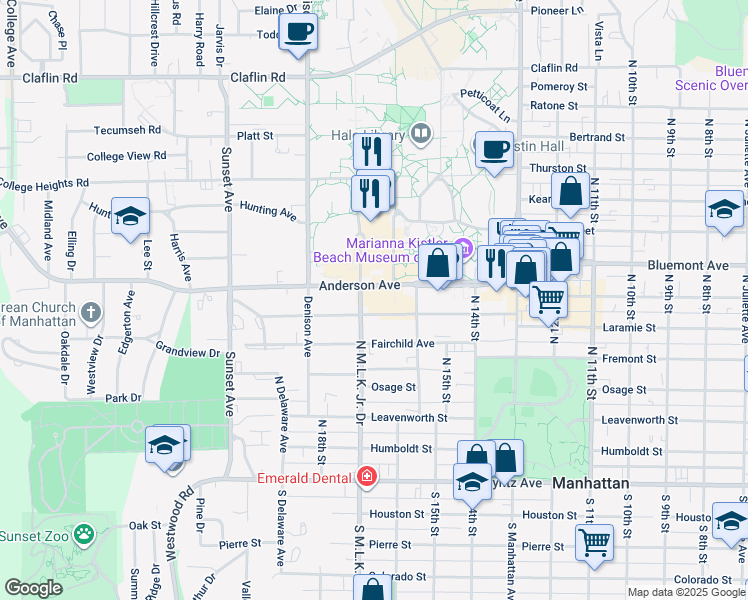 map of restaurants, bars, coffee shops, grocery stores, and more near 1641 Anderson Avenue in Manhattan
