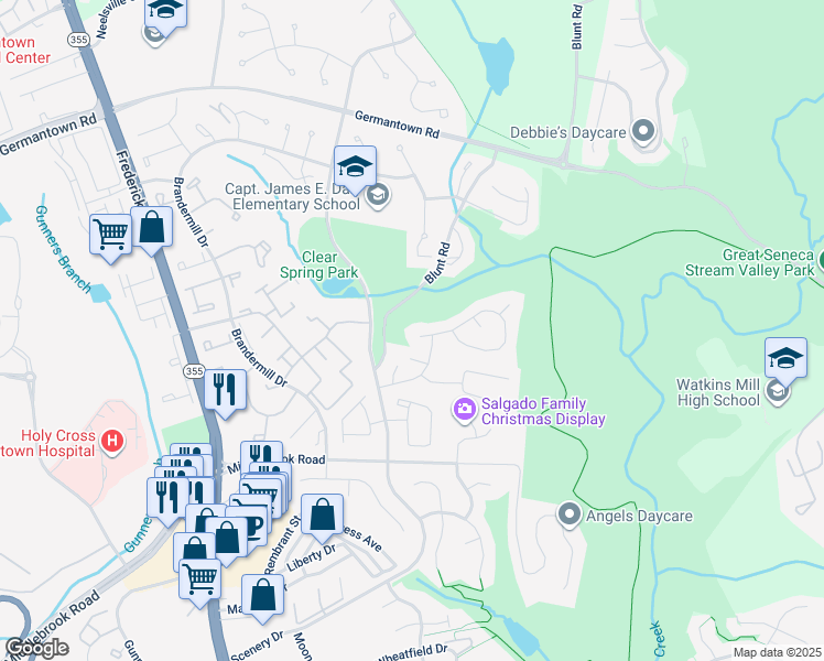 map of restaurants, bars, coffee shops, grocery stores, and more near 11167 Yellow Leaf Way in Germantown