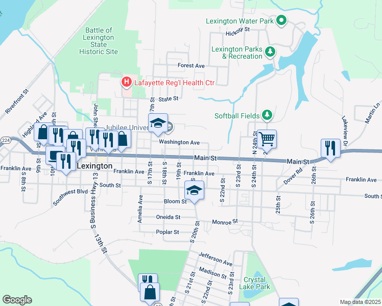 map of restaurants, bars, coffee shops, grocery stores, and more near 1922 Main Street in Lexington
