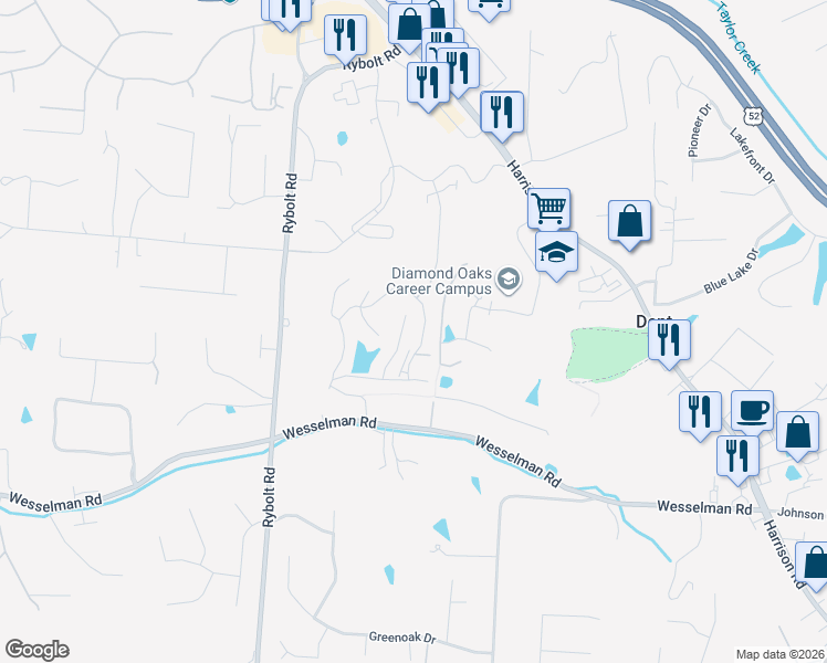 map of restaurants, bars, coffee shops, grocery stores, and more near 6324 Eagles Lake Drive in Cincinnati