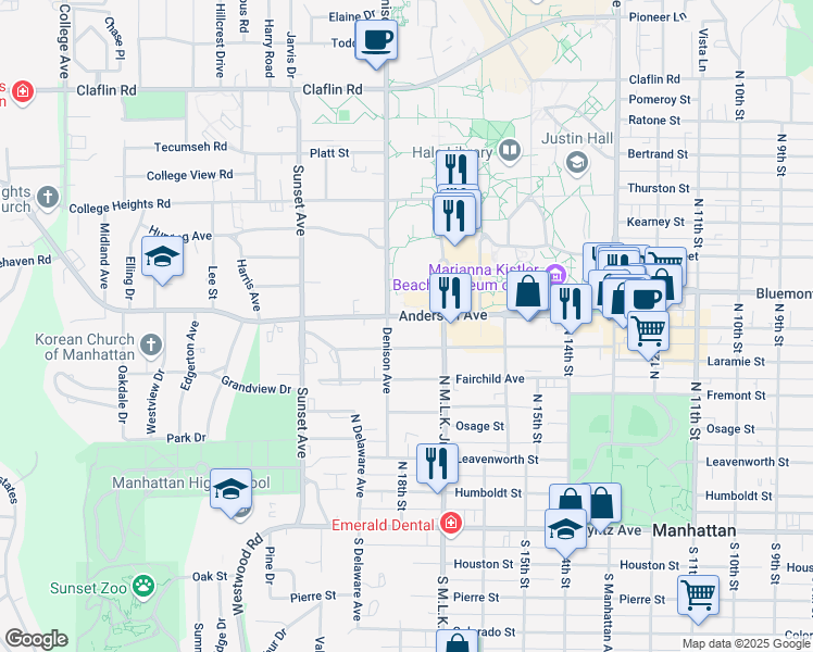 map of restaurants, bars, coffee shops, grocery stores, and more near 1735 Anderson Avenue in Manhattan