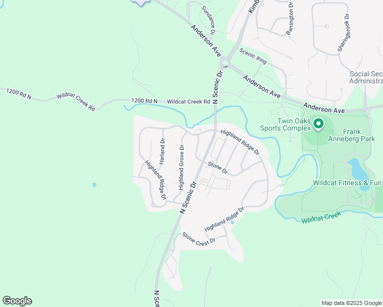 map of restaurants, bars, coffee shops, grocery stores, and more near 512 Highland Grove Drive in Manhattan