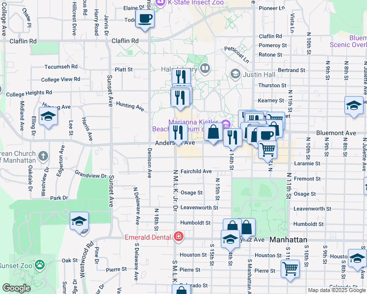 map of restaurants, bars, coffee shops, grocery stores, and more near 1641 Anderson Avenue in Manhattan