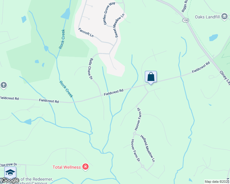 map of restaurants, bars, coffee shops, grocery stores, and more near Fieldcrest Road in Gaithersburg