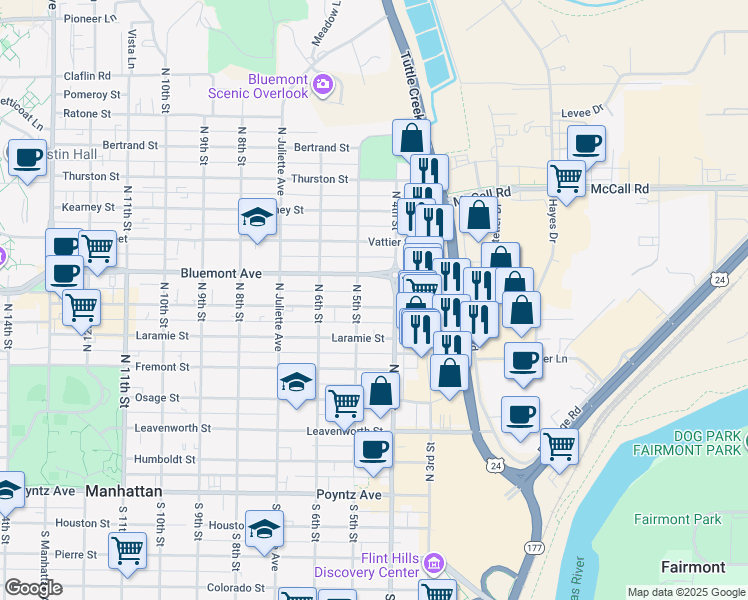 map of restaurants, bars, coffee shops, grocery stores, and more near 416 Moro Street in Manhattan