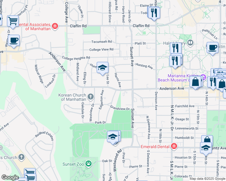 map of restaurants, bars, coffee shops, grocery stores, and more near 701 Harris Avenue in Manhattan