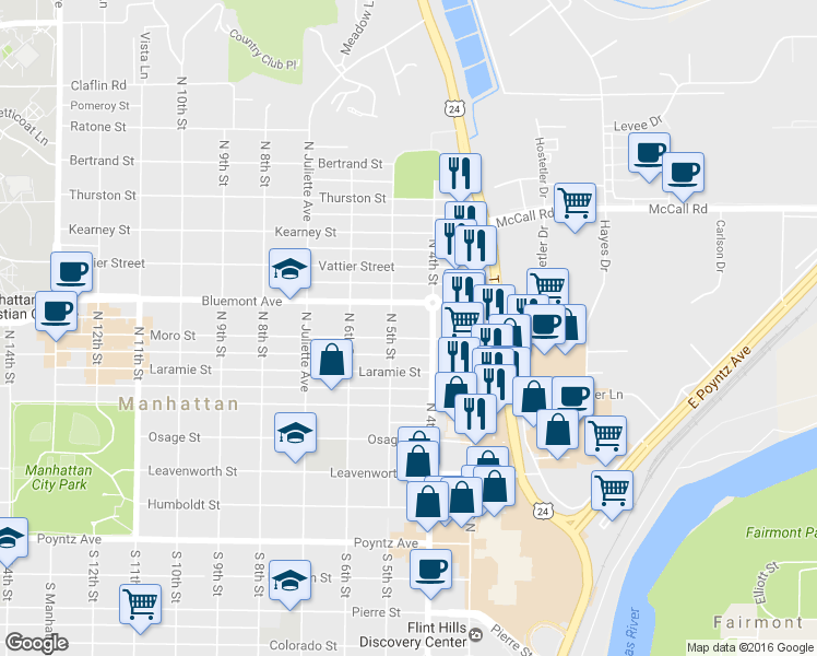 map of restaurants, bars, coffee shops, grocery stores, and more near 416 Moro Street in Manhattan