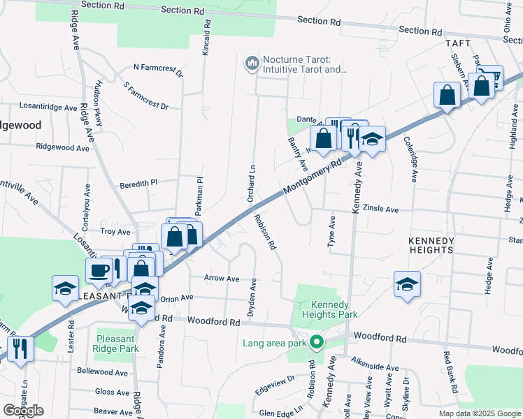 map of restaurants, bars, coffee shops, grocery stores, and more near 6402 U.S. 22 in Cincinnati
