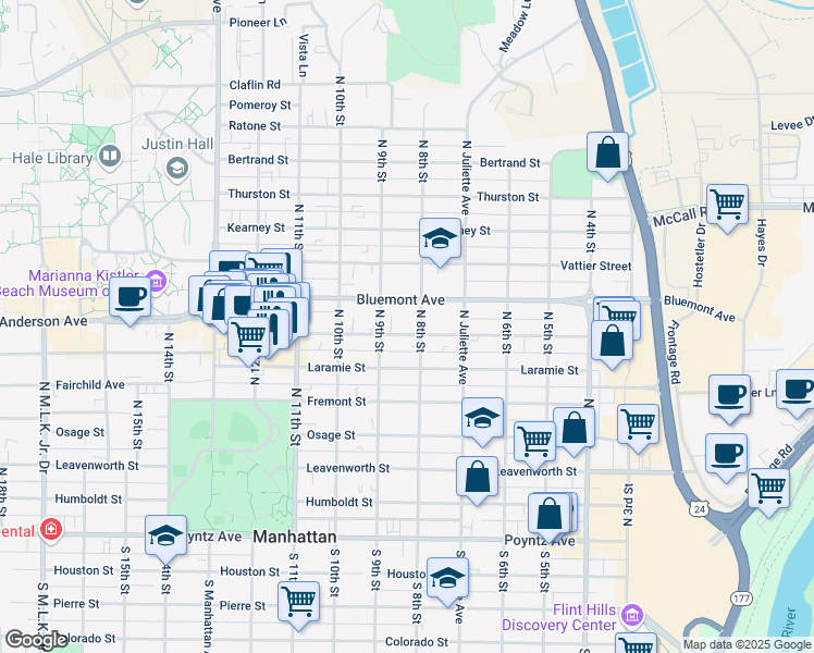 map of restaurants, bars, coffee shops, grocery stores, and more near 800 Moro Street in Manhattan