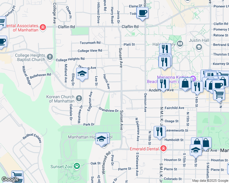 map of restaurants, bars, coffee shops, grocery stores, and more near 1912 Anderson Avenue in Manhattan