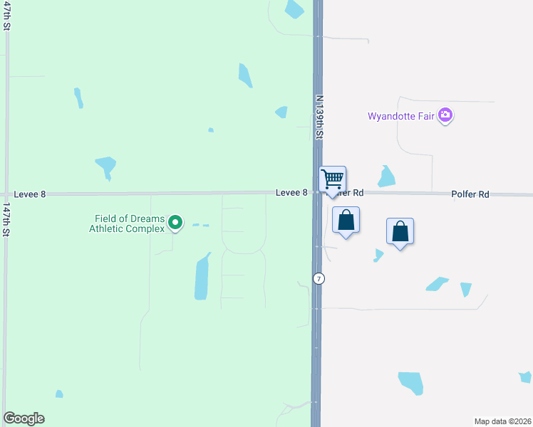 map of restaurants, bars, coffee shops, grocery stores, and more near 6996 141st Street in Basehor