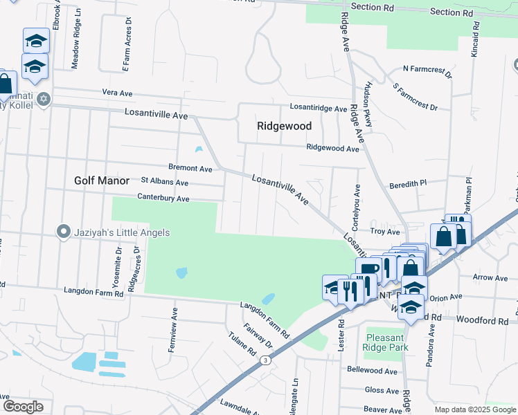 map of restaurants, bars, coffee shops, grocery stores, and more near 6234 Girard Avenue in Cincinnati
