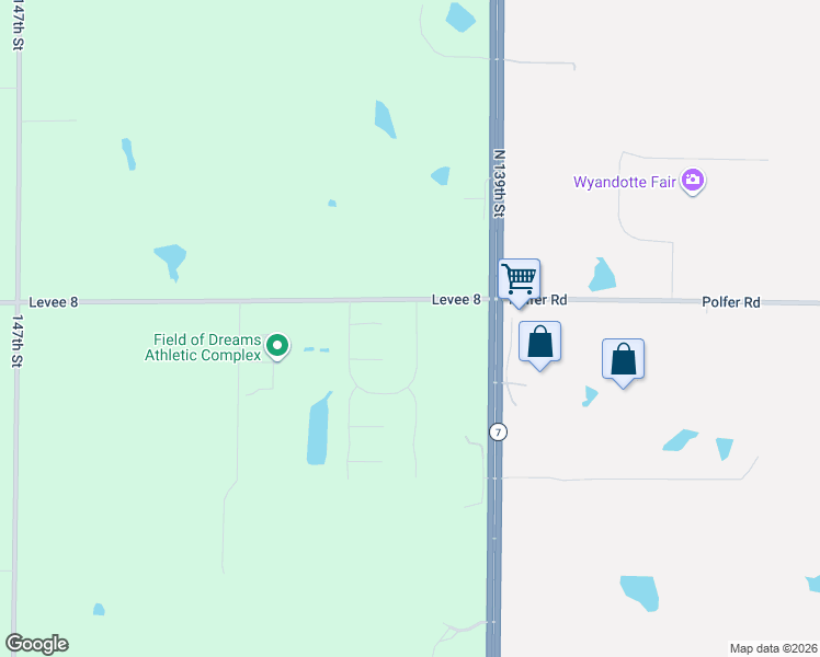 map of restaurants, bars, coffee shops, grocery stores, and more near 6996 141st Street in Basehor