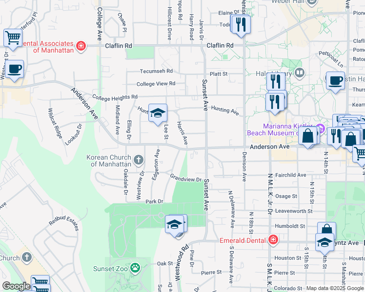 map of restaurants, bars, coffee shops, grocery stores, and more near 701 Harris Avenue in Manhattan