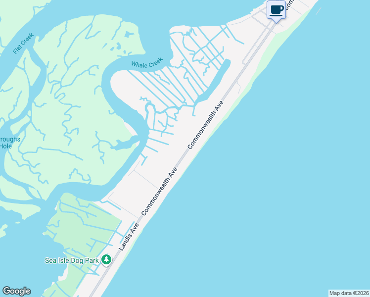 map of restaurants, bars, coffee shops, grocery stores, and more near 2220 County Highway 619 in Sea Isle City