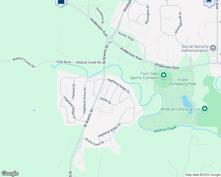 map of restaurants, bars, coffee shops, grocery stores, and more near 512 Stone Pointe Drive in Manhattan
