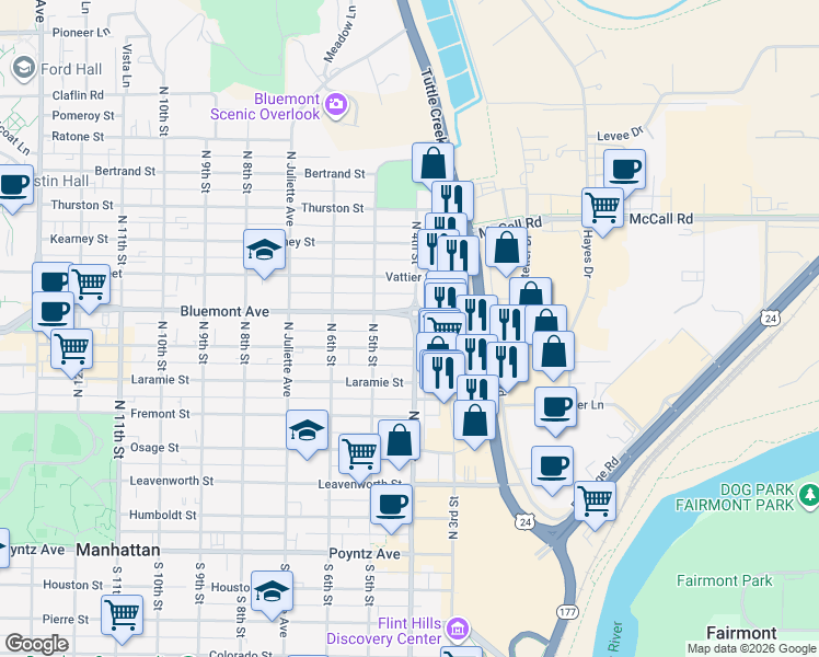 map of restaurants, bars, coffee shops, grocery stores, and more near 416 Moro Street in Manhattan