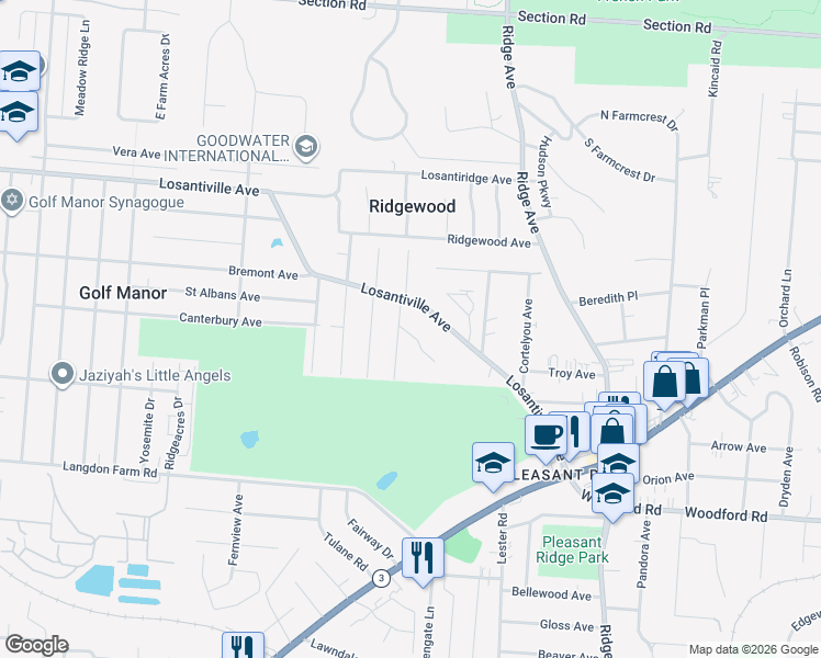 map of restaurants, bars, coffee shops, grocery stores, and more near 2816 Burkhart Avenue in Cincinnati
