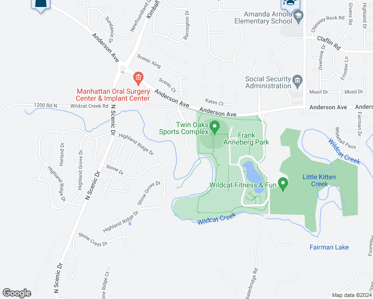 map of restaurants, bars, coffee shops, grocery stores, and more near 600 Pebblebrook Circle in Manhattan