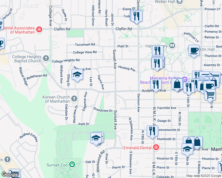 map of restaurants, bars, coffee shops, grocery stores, and more near 1912 Anderson Avenue in Manhattan
