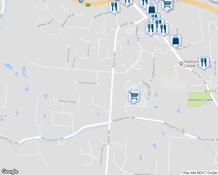 map of restaurants, bars, coffee shops, grocery stores, and more near 5183 Rybolt Road in Cincinnati