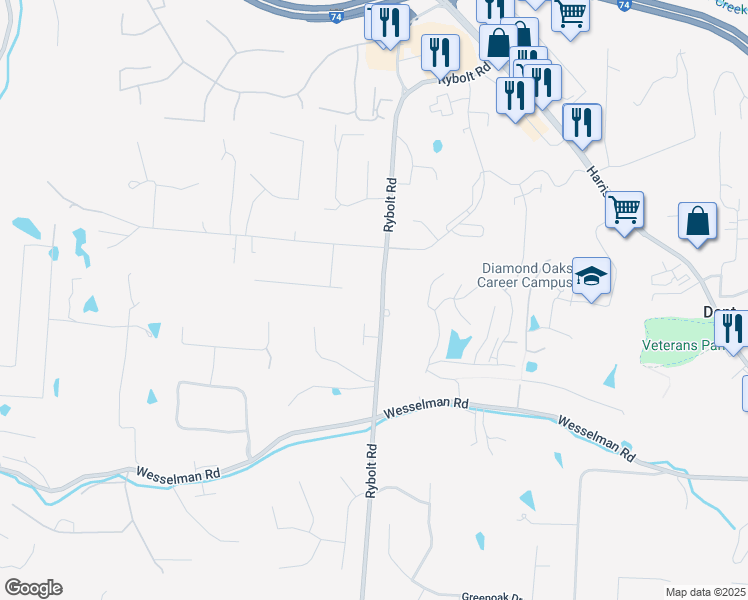 map of restaurants, bars, coffee shops, grocery stores, and more near 5183 Rybolt Road in Cincinnati
